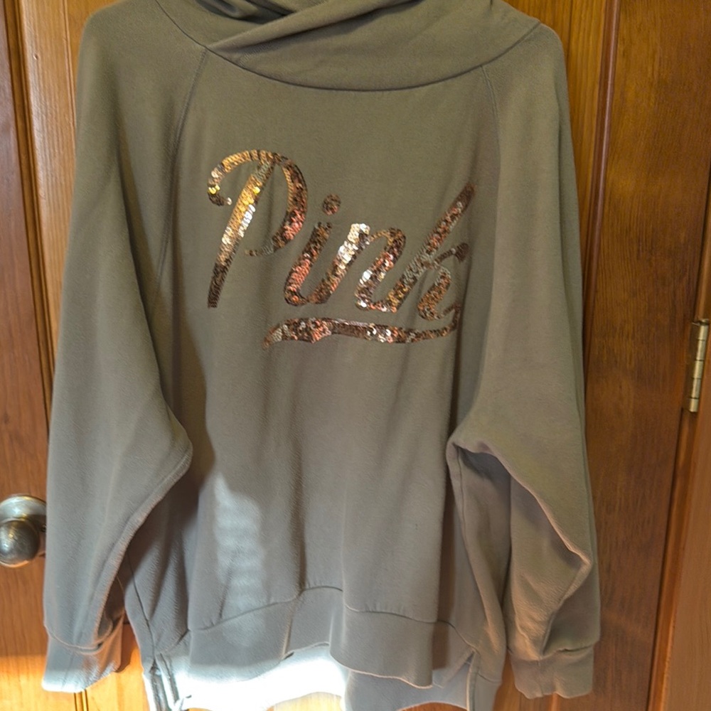 PINK Victoria's Secret Women's Green Sequined Sweater